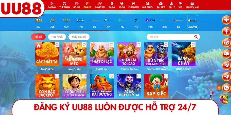 Đăng ký UU88 luôn được hỗ trợ 24/7